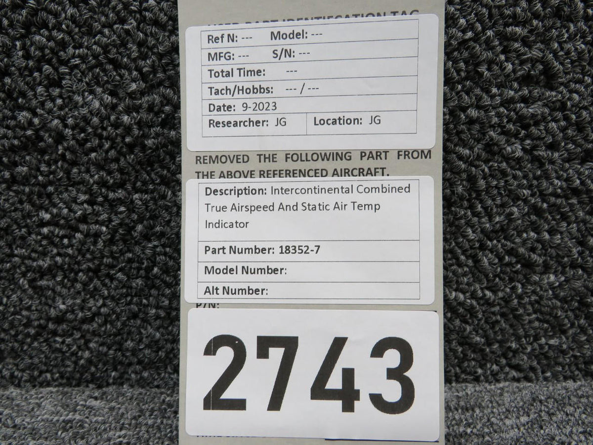 Intercontinental 18352-7 Intercontinental Combined True Airspeed and Static Air Temp Indicator