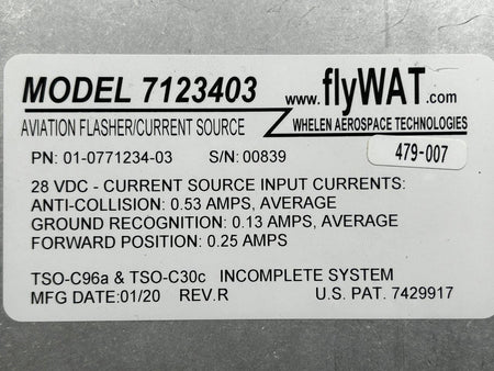 Whelen 01-0771234-03 Whelen 7123403 Flasher, Current Source Unit (Volts: 28)