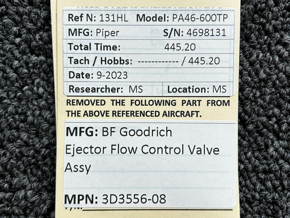 BF Goodrich  3D3556-08 BF Goodrich Ejector Flow Control Valve Assembly