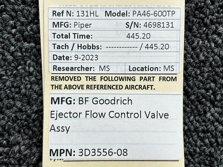 BF Goodrich  3D3556-08 BF Goodrich Ejector Flow Control Valve Assembly