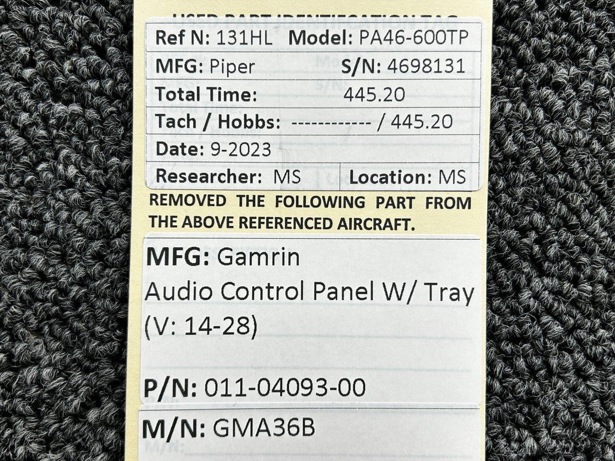 Garmin 011-04093-00 Garmin GMA36B Audio Control Panel with Tray (Volts: 14-28)