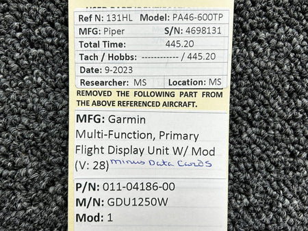 Garmin 011-04186-00 Garmin GDU1250W Multi-Function Primary Flight Display with Mod