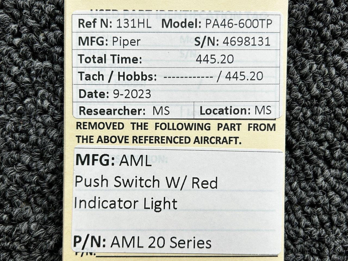 AML 20 Series AML Push Switch with Red Indicator Light