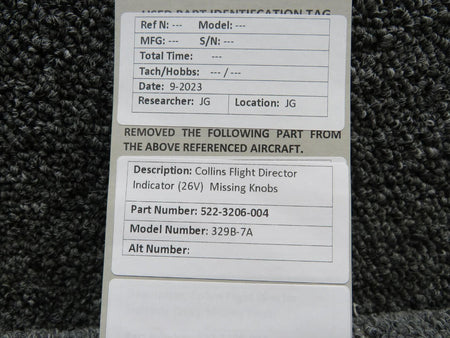 Collins 552-3206-004 Collins 329B-7A Flight Director Indicator (26V) (Missing Knobs)
