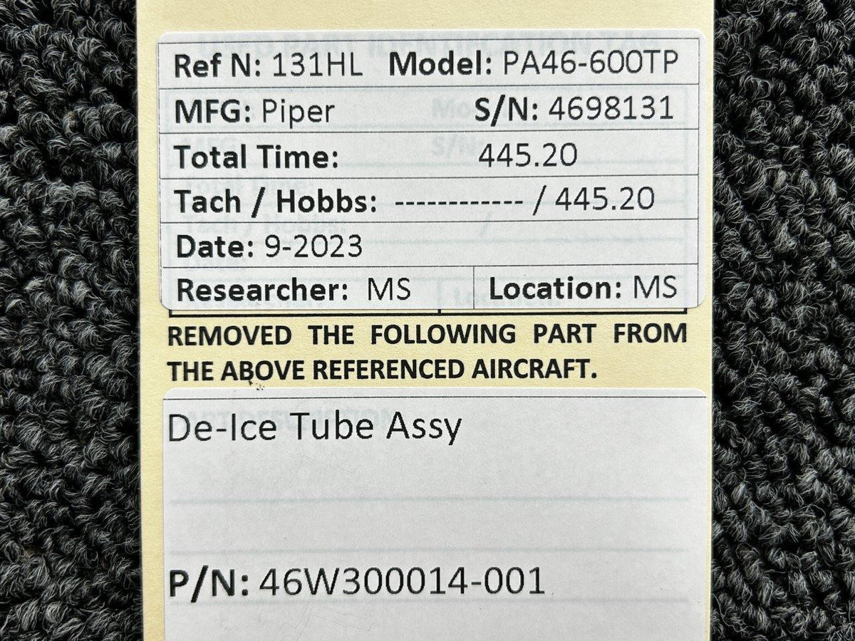 Piper Aircraft Parts 46W300014-001 Piper PA46-600TP De-Icing Tube Assembly