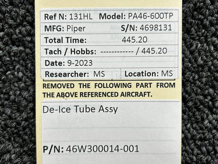 Piper Aircraft Parts 46W300014-001 Piper PA46-600TP De-Icing Tube Assembly