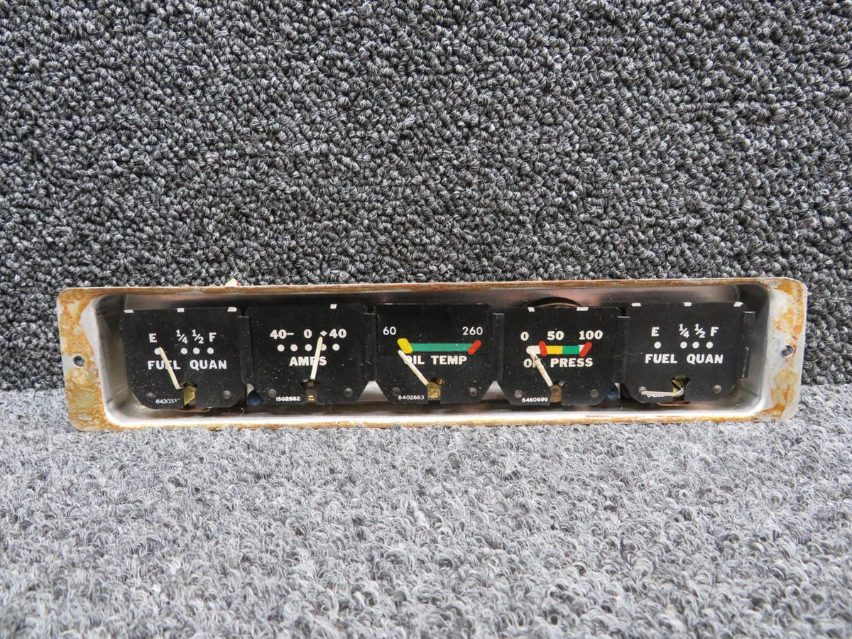 Beechcraft 169-380036-3 Beech 19 Engine Gauge Cluster Assembly (No Glass)