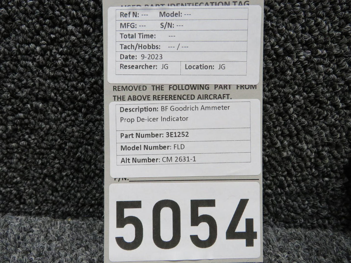 RST  3E1252 (Alt: CM2631-1 ) BF Goodrich FLD Ammeter Prop De-icer Indicator