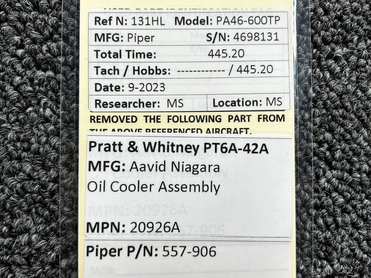 Aavid Niagara 20926A (Alt: 557-906) Pratt & Whitney PT6A-42A Aavid Niagara Oil Cooler Assembly