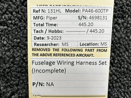 Piper Aircraft Parts Piper PA46-600TP Fuselage Wiring Harness Set (Incomplete)
