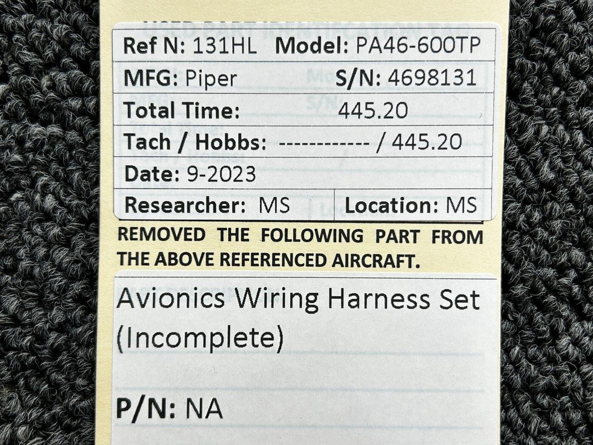 Piper Aircraft Parts Piper PA46-600TP Avionics Wiring Harness Set (Incomplete)