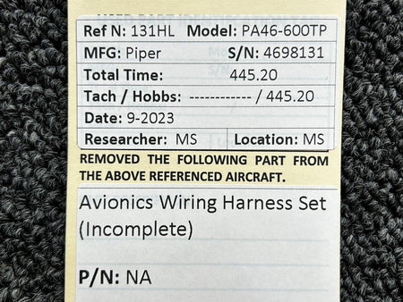 Piper Aircraft Parts Piper PA46-600TP Avionics Wiring Harness Set (Incomplete)