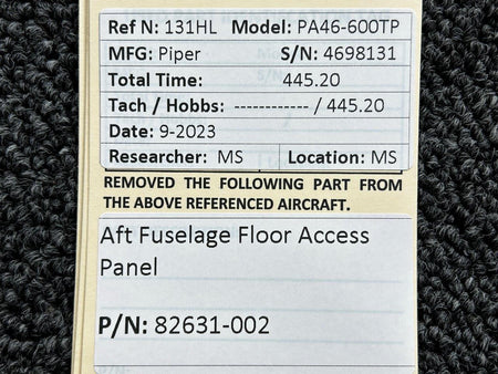 Piper Aircraft Parts 82631-002 Piper PA46-600TP Aft Fuselage Floor Access Panel
