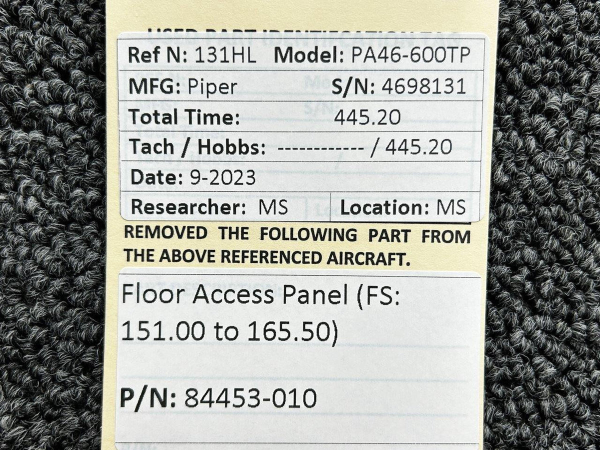 Piper Aircraft Parts 84453-010 Piper PA46-600TP Floor Access Panel (FS#: 151.00 to 165.50)