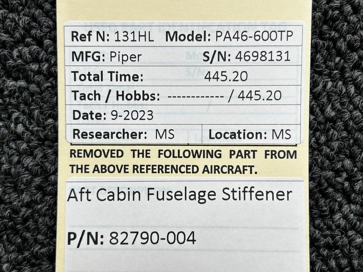 Piper Aircraft Parts 82790-004 Piper PA46-600TP Aft Cabin Fuselage Stiffener