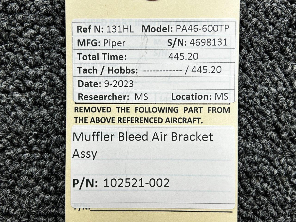 Piper Aircraft Parts 102521-002 Piper PA46-600TP Muffler Bleed Air Bracket Assembly