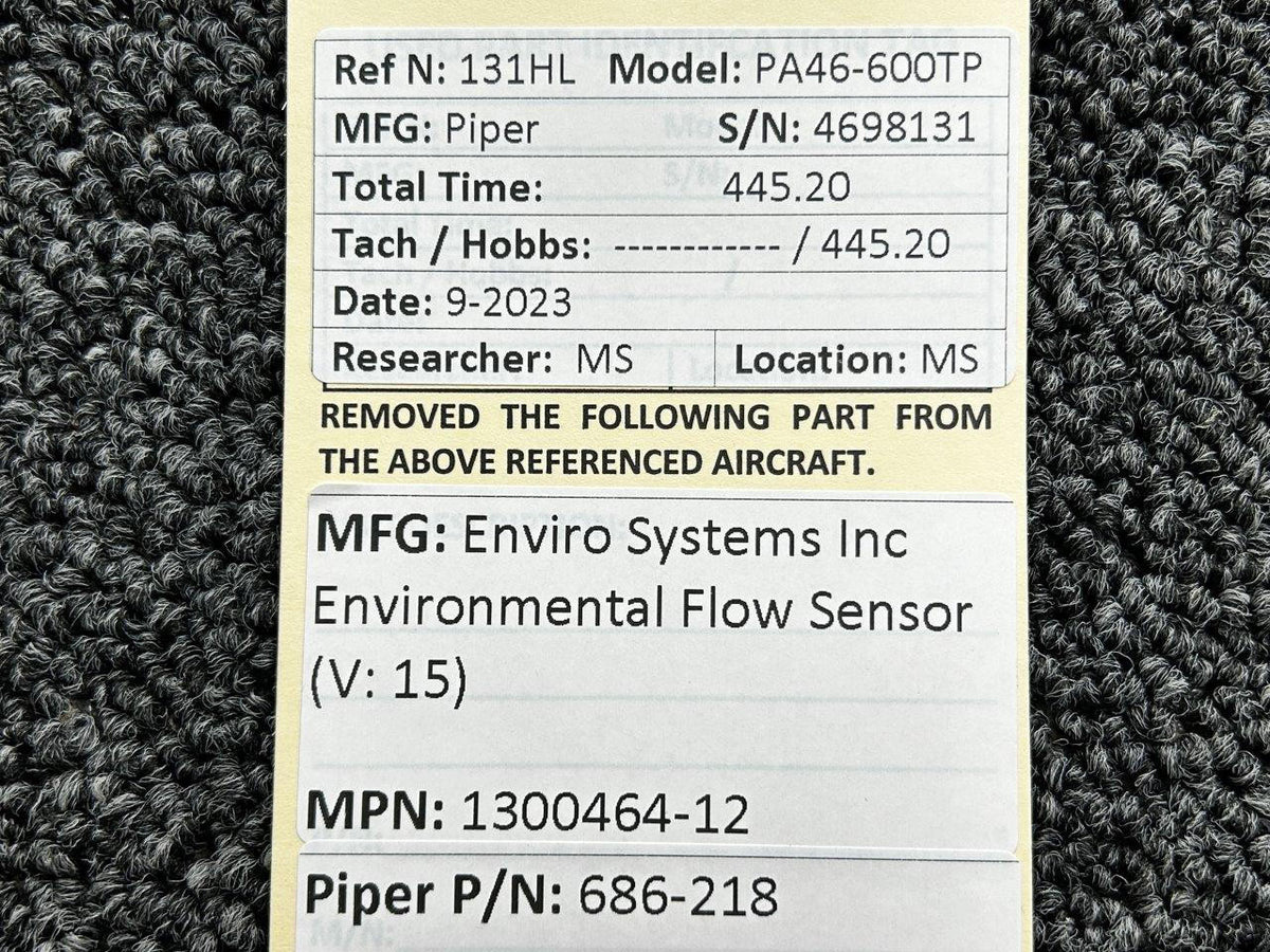 Enviro Systems 1300464-12 (Alt: 686-218) Enviro Systems Environmental Flow Sensor (Volts: 15)