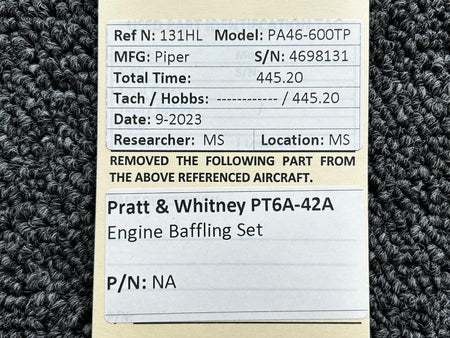 Pratt and Whitney Pratt & Whitney PT6A-42A Engine Baffle Set