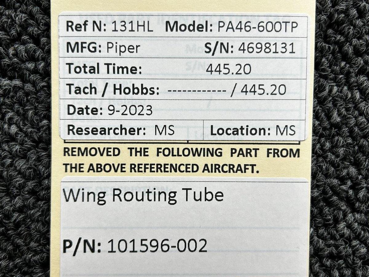Piper Aircraft Parts 101596-002 Piper PA46-600TP Wing Routing Tube