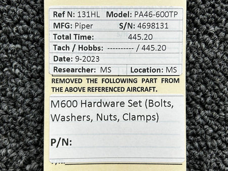 Piper Aircraft Parts Piper PA46-600TP Hardware Set (Bolts, Washers, Nuts, Clamps)