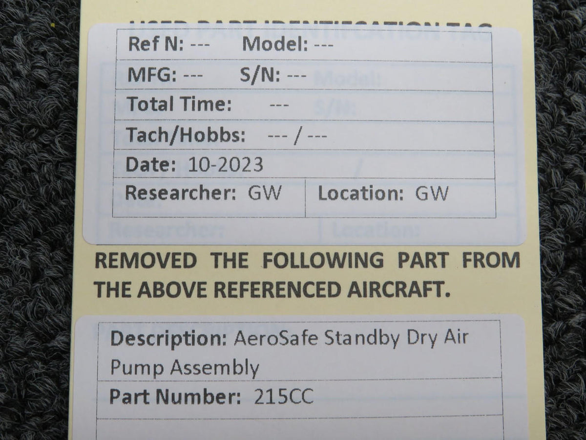 AeroSafe 215CC AeroSafe Guardian I Standby Dry Air Pump Assembly
