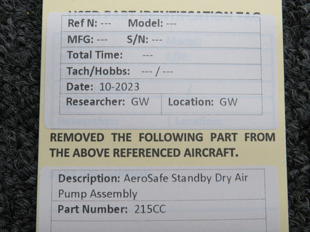 AeroSafe 215CC AeroSafe Guardian I Standby Dry Air Pump Assembly