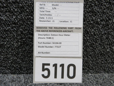 Datcon 56194-00 Datcon 773UT Hour Meter (Hours: 7648.5)