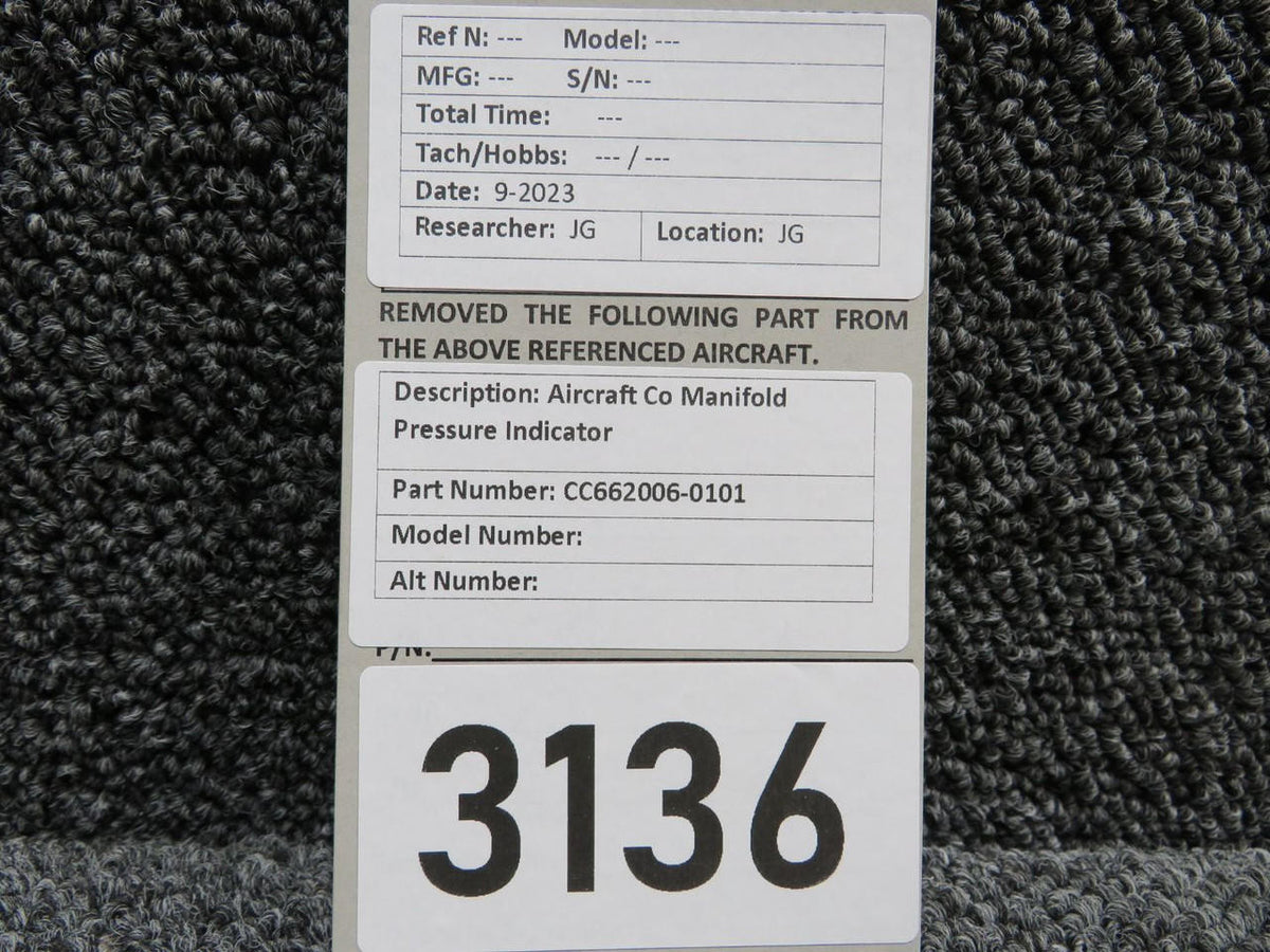 Aircraft Instruments C662006-0101 Aircraft Instruments Dual Manifold Pressure Indicator