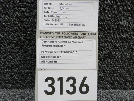 Aircraft Instruments C662006-0101 Aircraft Instruments Dual Manifold Pressure Indicator
