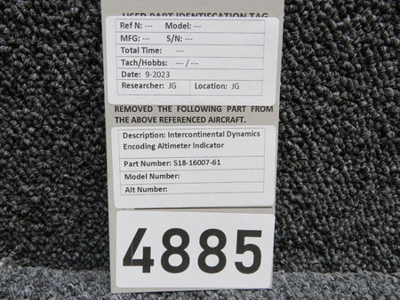 Intercontinental 518-16007-61 Intercontinental Dynamics Encoding Altimeter Indicator