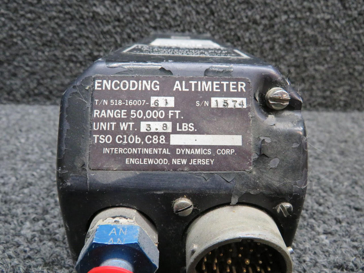 Intercontinental 518-16007-61 Intercontinental Dynamics Encoding Altimeter Indicator (Black Face)