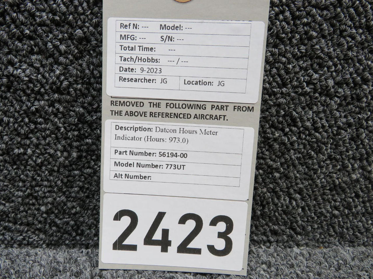 Datcon 56194-00 Datcon 773UT Hours Meter Indicator (Hours: 973.0)