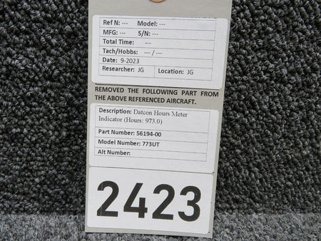 Datcon 56194-00 Datcon 773UT Hours Meter Indicator (Hours: 973.0)