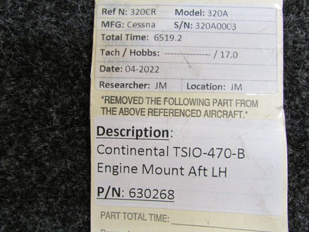 Continental Motors  630268 Continental TSIO-470-B Engine Mount Aft LH