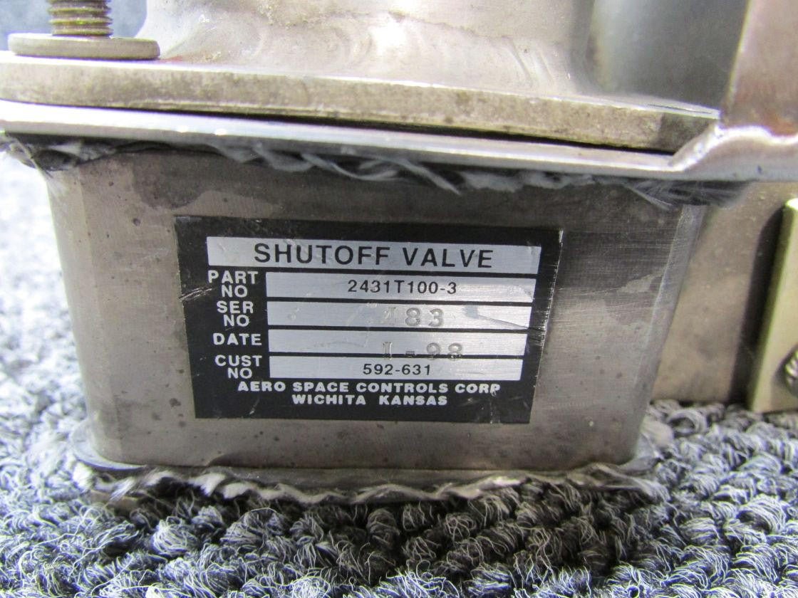 Piper Aircraft Parts 2431T100-3 (Alt: 592-631) Piper Aero Space Shut Off Valve with Bracket