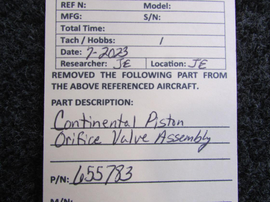 Continental Motors  655783 Continental Piston Orifice Valve Assembly