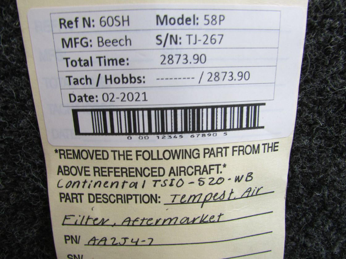 Tempest AA2J4-7 Continental TSIO-520-WB Tempest Air Filter (Aftermarket)