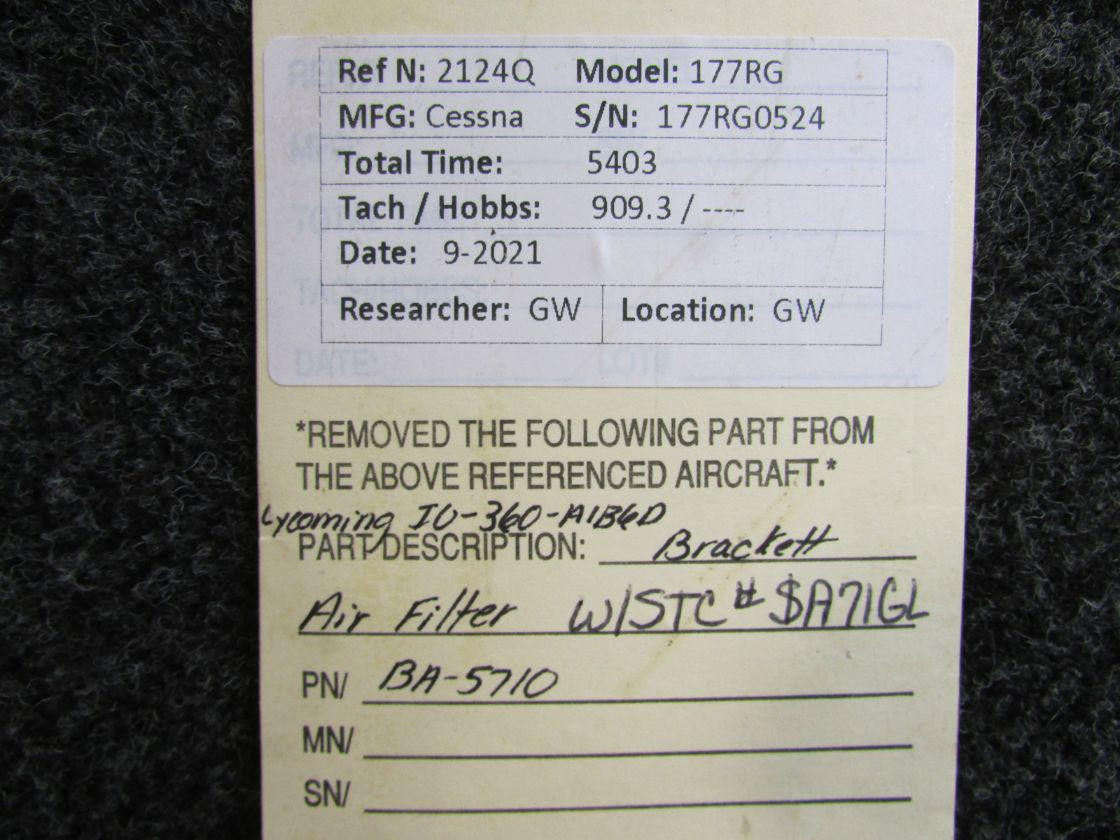 Brackett BA-5710 Lycoming IO-360-A1B6D Brackett Air Filter Assembly with STC (SA71GL)