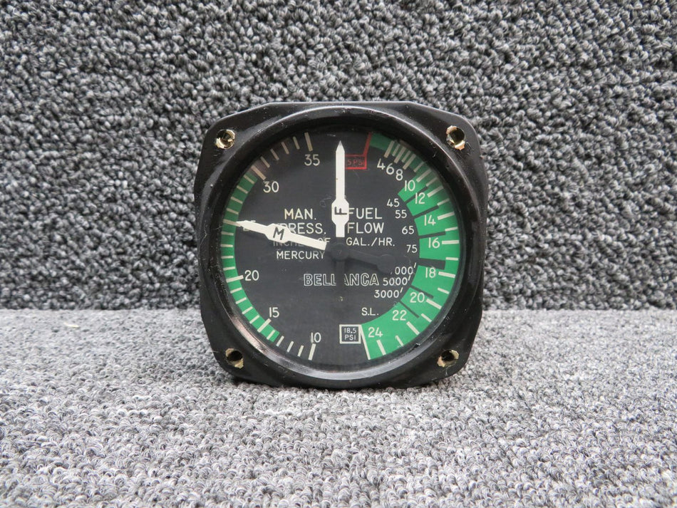 6080-H47 United Instruments Manifold Pressure, Fuel Flow Indicator