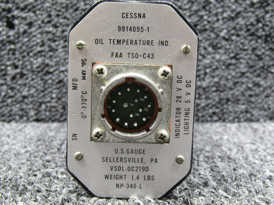 VSDL-0C219D (Alt: 9914095-1) US Gauge Oil Temp Indicator (Volts: 28)