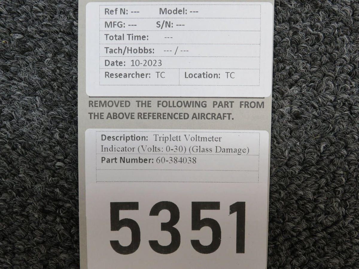 Triplett 60-384038 Triplett Voltmeter Indicator (Volts: 0-30) (Glass Damage)