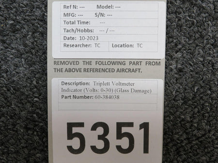 Triplett 60-384038 Triplett Voltmeter Indicator (Volts: 0-30) (Glass Damage)