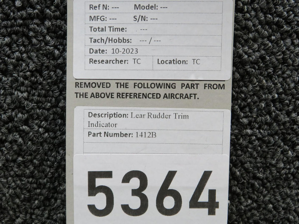 LEAR 1412B Lear Aircraft Rudder Trim Indicator