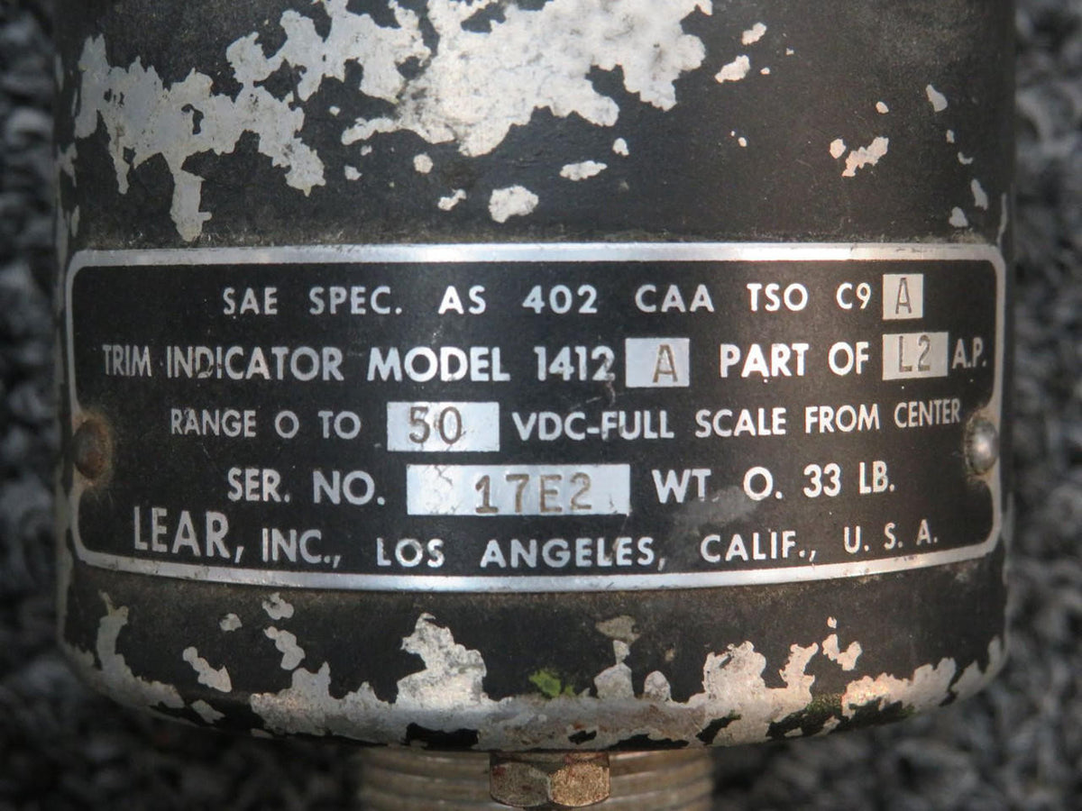 LEAR 1412B Lear Aircraft Rudder Trim Indicator