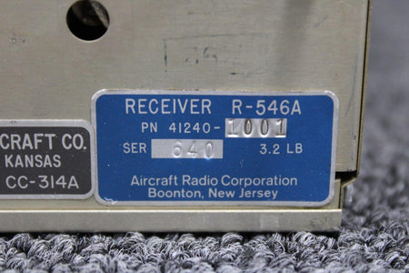 Aircraft Radio Corp  41240-1001 (Alt: CC314A) ARC R-546A ADF Receiver Radio with Tray