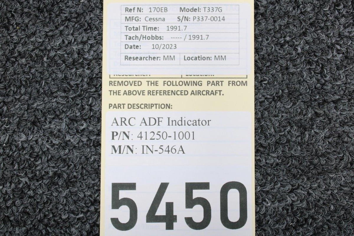 Aircraft Radio Corp  41250-1001 Aircraft Radio Corp IN-546A ADF Indicator