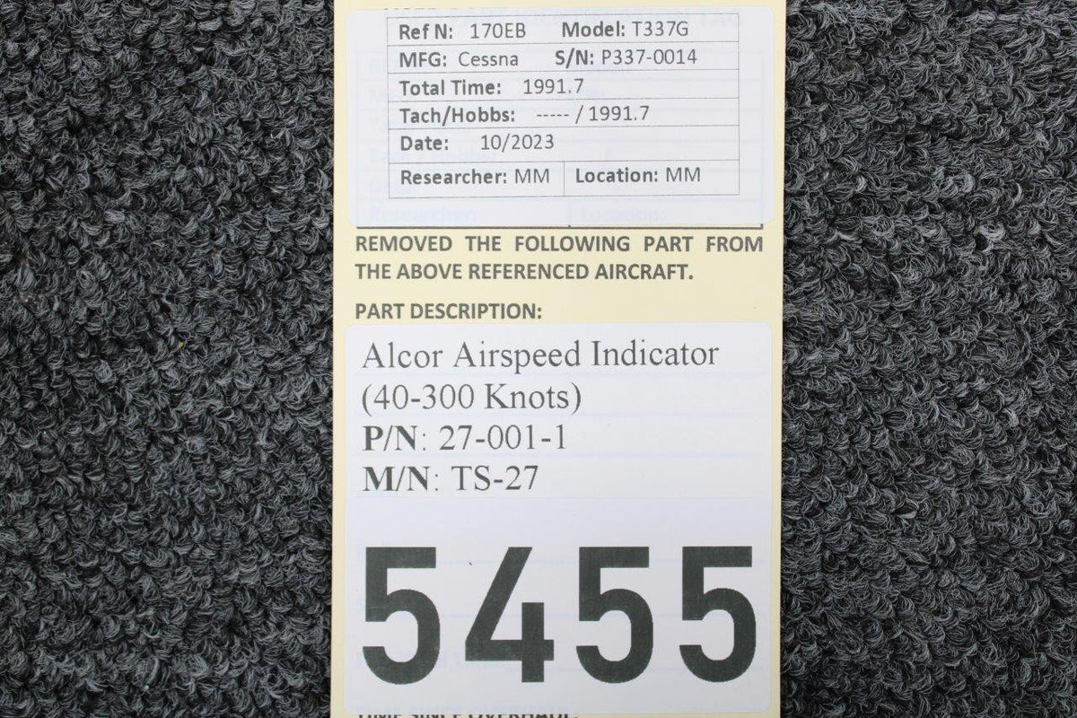Alcor 27-001-1 Alcor TS-27 Airspeed Indicator (40-300 Knots)
