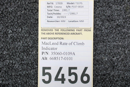 MacLeod 35060-0109A (Alt: 668517-0101) MacLeod Rate of Climb Indicator