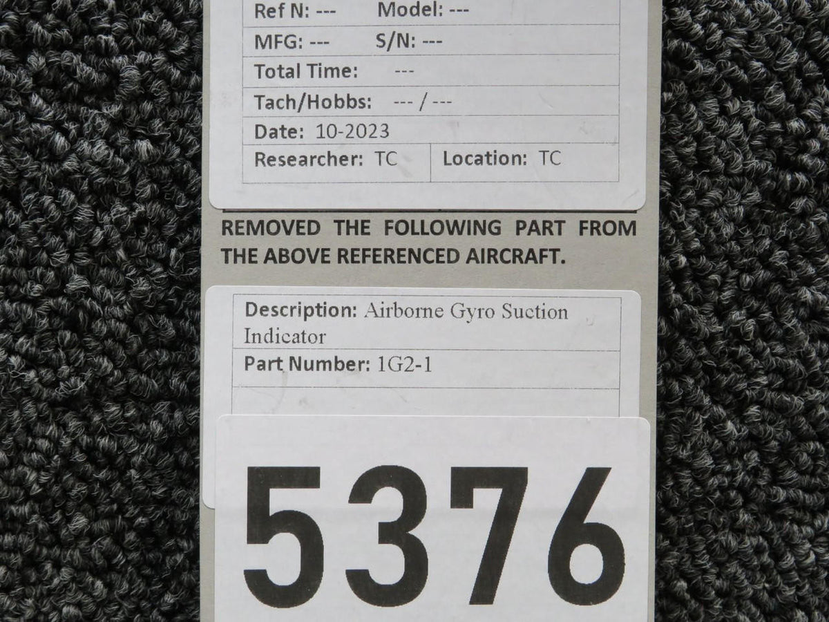 Airborne 1G2-1 Airborne Systems Gyro Suction Indicator