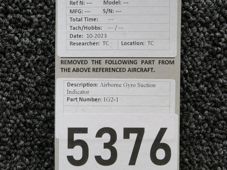 Airborne 1G2-1 Airborne Systems Gyro Suction Indicator